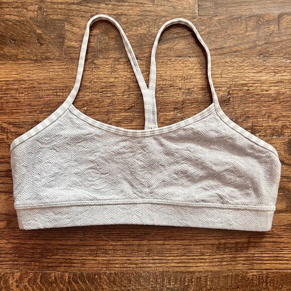 Lululemon Women’s Flow Y Sports Bra Grey Sheer Panel Size 6 no cups Very GUC - Picture 1 of 5